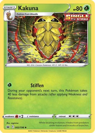 Kakuna 002/198 - Reverse Holofoil SWSH06 Chilling Reign - Uncommon