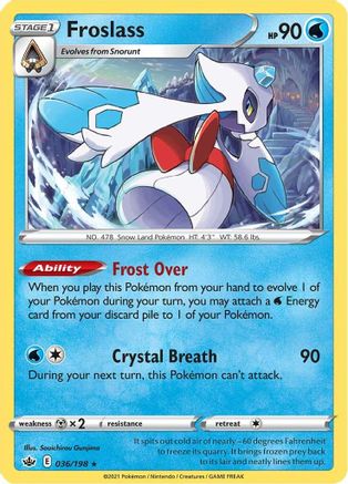 Froslass 036/198 - Reverse Holofoil SWSH06 Chilling Reign - Holo Rare