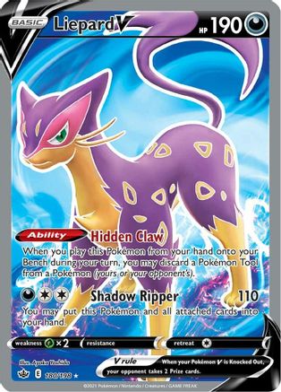 Liepard V (Full Art) 180/198 - Holofoil SWSH06 Chilling Reign - Ultra Rare