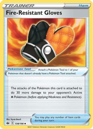 Fire-Resistant Gloves 138/198 - Reverse Holofoil SWSH06 Chilling Reign - Uncommon