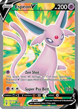Espeon V (Full Art) 179/203 - Holofoil SWSH07 Evolving Skies - Ultra Rare
