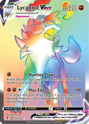 Lycanroc VMAX (Secret) 213/203 - Holofoil SWSH07 Evolving Skies - Secret Rare