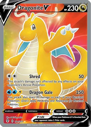 Dragonite V (Full Art) 191/203 - Holofoil SWSH07 Evolving Skies - Ultra Rare