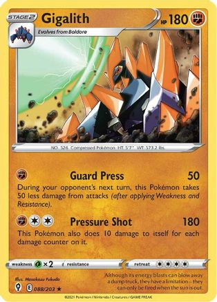 Gigalith 088/203 SWSH07 Evolving Skies - Rare