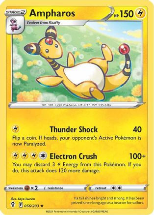 Ampharos 056/203 SWSH07 Evolving Skies - Rare