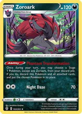 Zoroark 103/203 - Holofoil SWSH07 Evolving Skies - Holo Rare