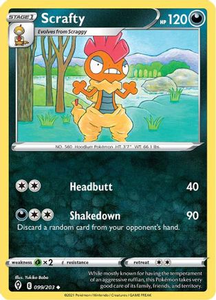 Scrafty 099/203 - Reverse Holofoil SWSH07 Evolving Skies - Uncommon