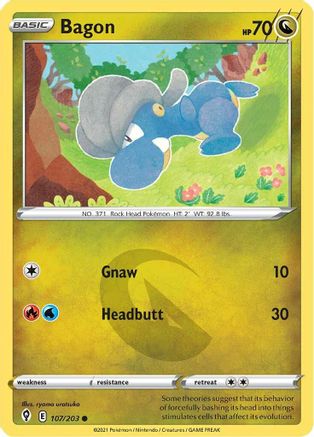 Bagon 107/203 - Reverse Holofoil SWSH07 Evolving Skies - Common