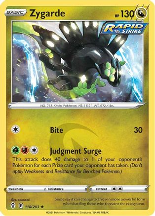 Zygarde 118/203 - Holofoil SWSH07 Evolving Skies - Holo Rare