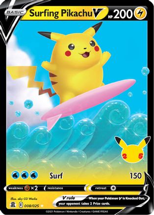 Surfing Pikachu V 008/025 - Holofoil Celebrations - Ultra Rare