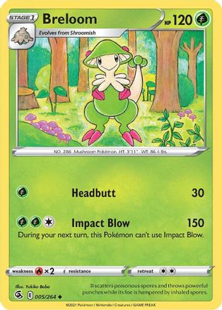 Breloom 005/264 - Reverse Holofoil SWSH08 Fusion Strike - Uncommon