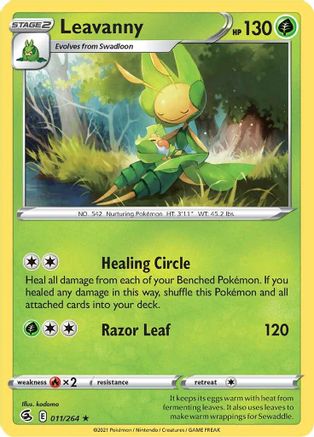 Leavanny 011/264 - Reverse Holofoil SWSH08 Fusion Strike - Rare