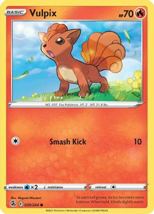 Vulpix (29) (29) 029/264 - Reverse Holofoil SWSH08 Fusion Strike - Common
