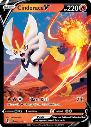 Cinderace V (43) (43) 043/264 - Holofoil SWSH08 Fusion Strike - Ultra Rare