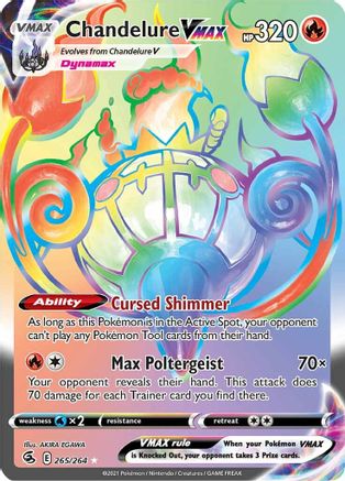 Chandelure VMAX (Secret) 265/264 - Holofoil SWSH08 Fusion Strike - Secret Rare