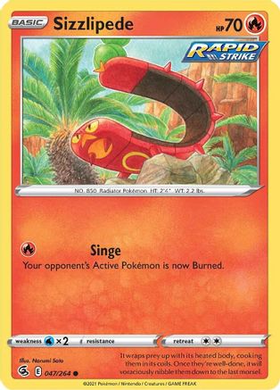 Sizzlipede (47) (47) 047/264 - Reverse Holofoil SWSH08 Fusion Strike - Common
