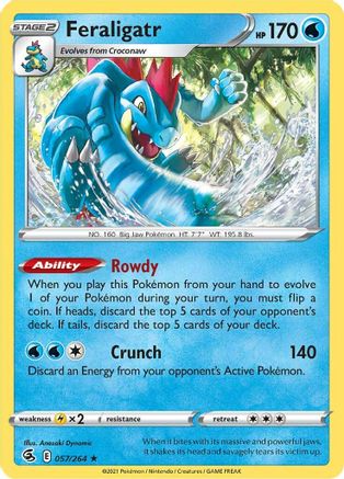 Feraligatr 057/264 - Reverse Holofoil SWSH08 Fusion Strike - Holo Rare