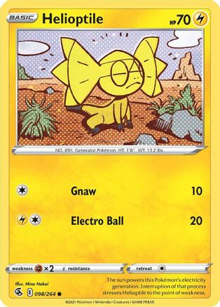 Helioptile 098/264 - Reverse Holofoil SWSH08 Fusion Strike - Common