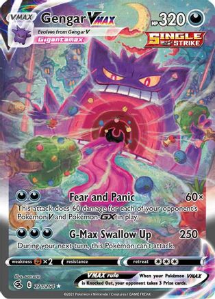 Gengar VMAX (Alternate Art Secret) 271/264 - Holofoil SWSH08 Fusion Strike - Secret Rare