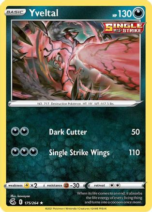 Yveltal 175/264 - Reverse Holofoil SWSH08 Fusion Strike - Rare