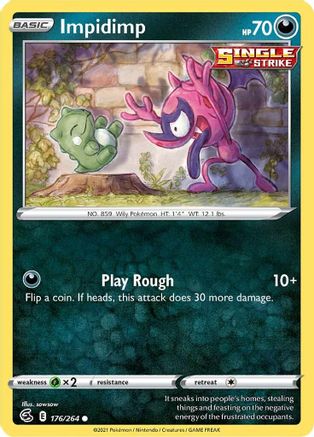 Impidimp 176/264 - Reverse Holofoil SWSH08 Fusion Strike - Common