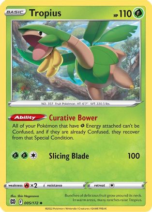 Tropius 005/172 - Reverse Holofoil SWSH09 Brilliant Stars - Uncommon