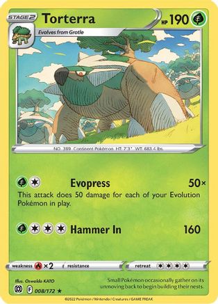 Torterra 008/172 - Reverse Holofoil SWSH09 Brilliant Stars - Holo Rare