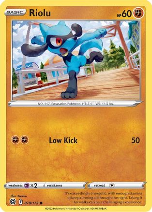 Riolu 078/172 - Reverse Holofoil SWSH09 Brilliant Stars - Common