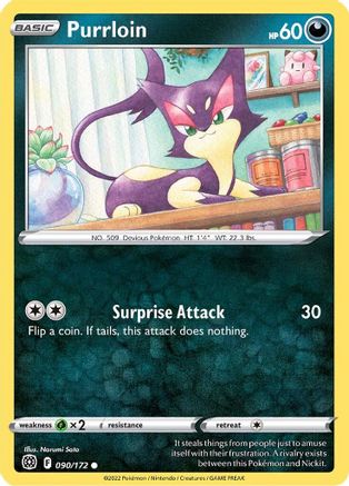 Purrloin 090/172 - Reverse Holofoil SWSH09 Brilliant Stars - Common