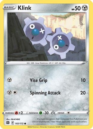 Klink 102/172 - Reverse Holofoil SWSH09 Brilliant Stars - Common