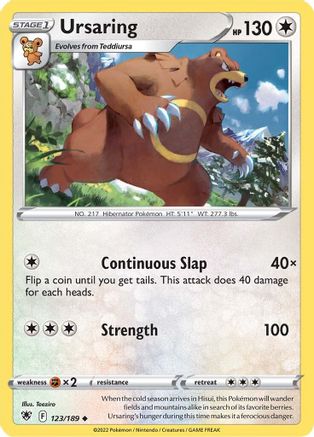 Ursaring 123/189 - Reverse Holofoil SWSH10 Astral Radiance - Uncommon