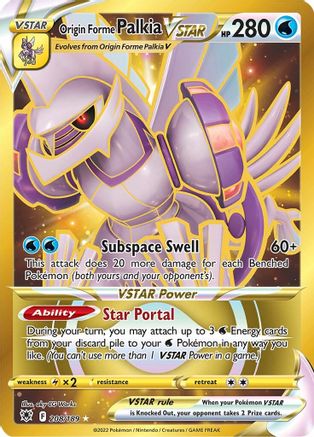 Origin Forme Palkia VSTAR (Secret) (208) (Secret) 208/189 - Holofoil SWSH10 Astral Radiance - Secret Rare