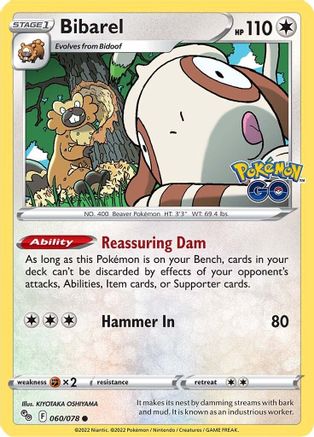 Bibarel 060/078 - Reverse Holofoil Pokemon GO - Common