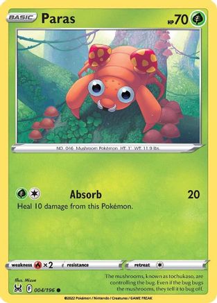 Paras 004/196 SWSH11 Lost Origin - Common