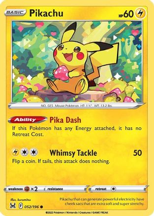 Pikachu 052/196 SWSH11 Lost Origin - Common