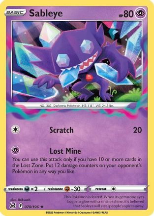 Sableye 070/196 - Holofoil SWSH11 Lost Origin - Holo Rare