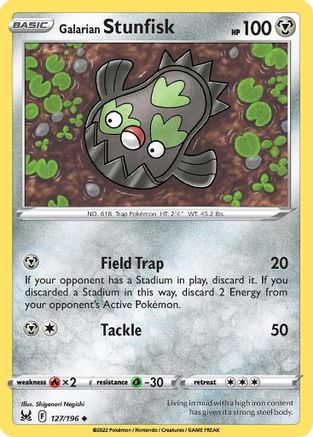 Galarian Stunfisk 127/196 - Reverse Holofoil SWSH11 Lost Origin - Uncommon