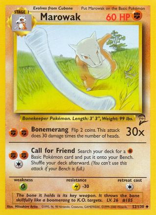 Marowak 052/130 Base Set 2 - Uncommon