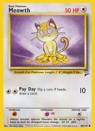 Meowth 080/130 Base Set 2 - Common
