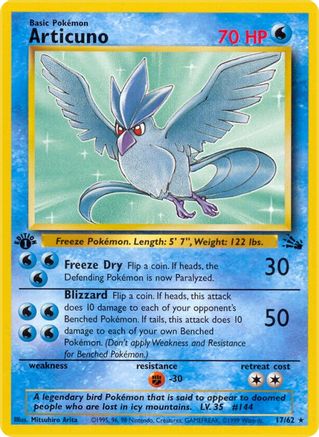 Articuno (17) (17) 017/62 - 1st Edition Fossil - Rare