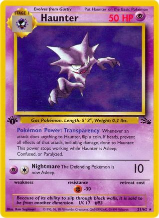 Haunter (21) (21) 021/62 - 1st Edition Fossil - Rare