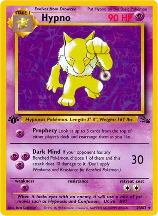 Hypno (23) (23) 023/62 - 1st Edition Fossil - Rare