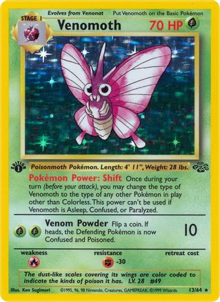 Venomoth (13) (13) 013/64 - 1st Edition Holofoil Jungle - Holo Rare