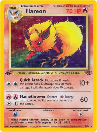 Flareon (3) (3) 003/64 - 1st Edition Holofoil Jungle - Holo Rare