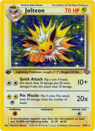 Jolteon (4) (4) 004/64 - 1st Edition Holofoil Jungle - Holo Rare