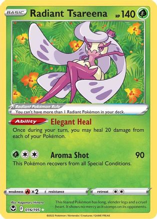 Radiant Tsareena 016/195 - Holofoil SWSH12 Silver Tempest - Radiant Rare