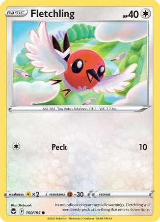 Fletchling 150/195 - Reverse Holofoil SWSH12 Silver Tempest - Common