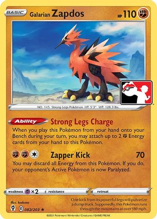 Galarian Zapdos 082 Prize Pack Series Cards - Rare