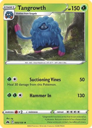 Tangrowth 005/159 - Reverse Holofoil Crown Zenith - Rare