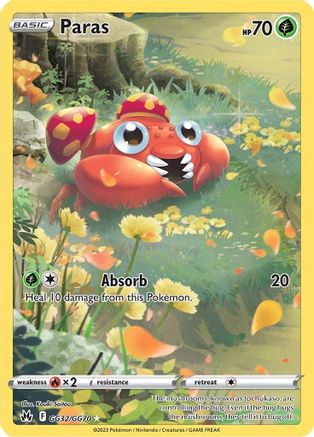 Paras GG32/GG70 - Holofoil Crown Zenith Galarian Gallery - Ultra Rare